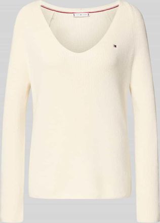 Tommy Hilfiger Regular Fit Strickpullover aus reiner Baumwolle in Ecru, Größe XXL