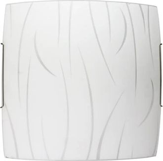 Energy Plafoniera Simone 30 Cm En Vidrio Blanco Y Acero Inoxidable