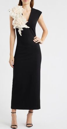 Elliatt Zahara Floral Sleeveless Gown in Black at Nordstrom, Size Xx-Small