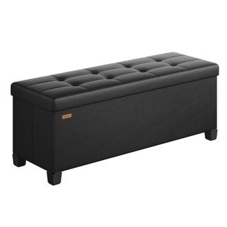 Songmics Songmics Pouf Contenitore, Cassapanca Con Gambe, 38 X 110 X 40 Cm, Sgabello Poggiapiedi, 112 L, Rivestimento Pvc, Per Camera Da Letto Soggiorno, Nero 
