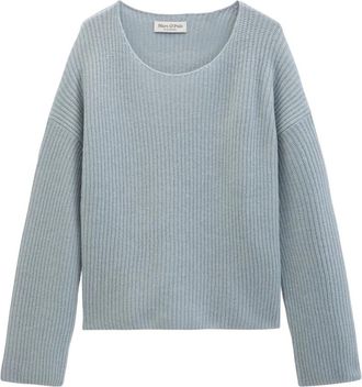 Marc O'Polo Pullover- Lsl- Boot-hals - Dames - Ronde hals truien - Blauw - XL - Wol - Truien & Vesten