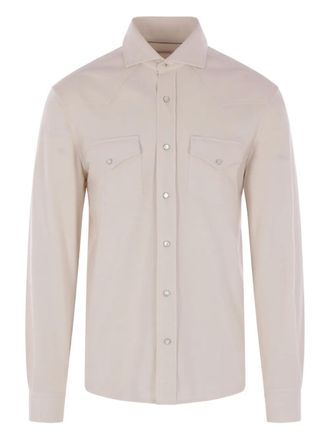 Brunello Cucinelli flap-pocket shirt - men - Cotton - M - Neutrals