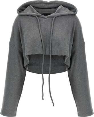 Giovanni Bedin Hoodies & sweatvesten, Dames, Grijs, XS, Katoen, Cropped Hoodie