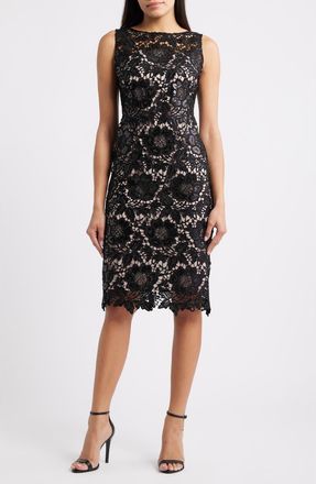 Anne Klein Floral Lace Sheath Dress in Anne Black at Nordstrom, Size 16