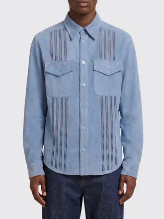 Marni Overshirt in pelle scamosciata traforata