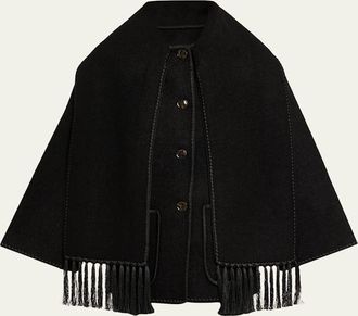 Toteme Fringe Embroidered Scarf Wool Jacket