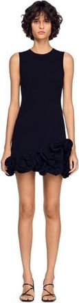 Sandro Floral knit mini dress in Black at Nordstrom, Size 38 Eu