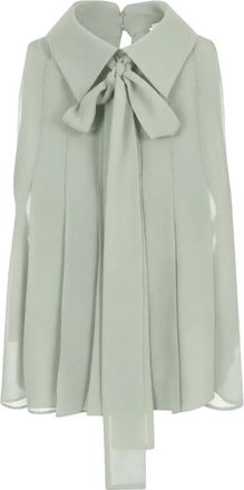 Elisabetta Franchi Georgette Blouse met Strik aan de Voorkant - Dames - Overhemden - Groen - XS - Denim - Overhemden