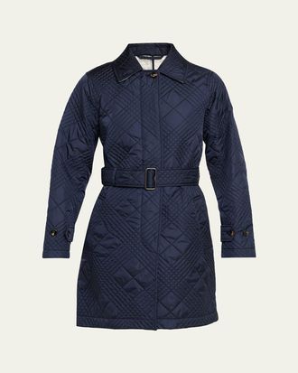 Burberry Darliston Check Quilted Coat With Belt