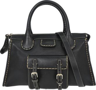 Chlo&eacute; Edith Nm Satchel Leather Black Leather Handbag (Pre-Owned)