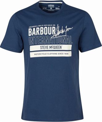 Barbour Grafisch T-shirt met Steve Mc Queen Design - Heren - T-shirts - Blauw - M - Katoen - Tops