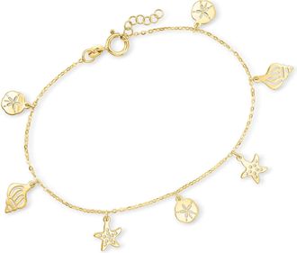 RS Pure by Ross-Simons Italian 14kt Yellow Gold Sea Life Station Bracelet
