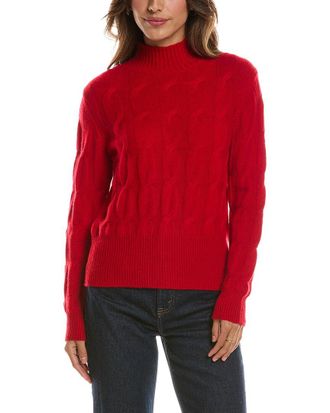 Fort&eacute; Cashmere Cable Mock Neck 100% Cashmere Sweater