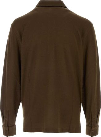 Tom Ford Mens Silk Polo Shirt Brown Cotton