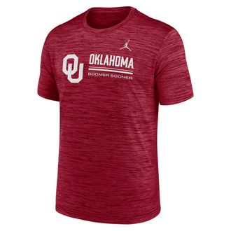 Nike Jordan Mens Oklahoma Sideline Velocity Jordan Brand Dri-FIT College T-Shirt in Red | 0JER69WOKN-PCW