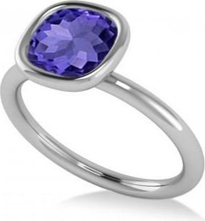 Allurez Cushion Cut Tanzanite Solitaire Engagement Ring 14k White Gold (1.90ct)