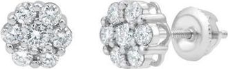LuvMyJewelry Meadow 0.5 Ct TW Lab Grown Diamond Cluster Studs 14K Gold Earrings in 14K White Gold at Nordstrom