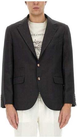 Brunello Cucinelli Black Linen Tailored Blazer, Brand Size 46 (US Size 36)