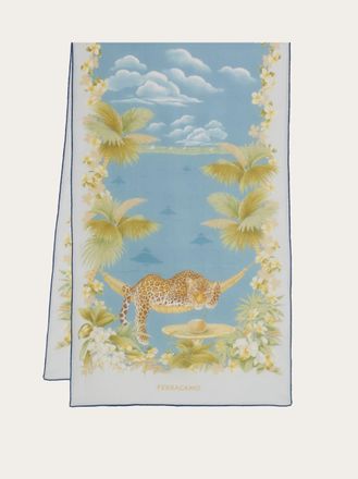 Ferragamo Women Jungle print silk scarf Blue