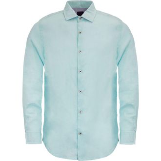 Lords of Harlech Uomo Solid Long Sleeve Fine Linen Shirt in Laurent Peppermint at Nordstrom, Size X-Large