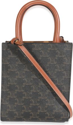 Celine Mens Brown Triomphe Canvas Mini Vertical Cabas Handbag Bag