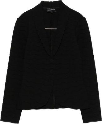 Emporio Armani Blazers, female, Black, Size: 2XS Fitted Textured Blazer
