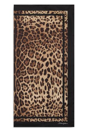 Dolce & Gabbana Womens Silk Scarf Leo Brown Scarfs