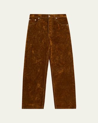 Dries Van Noten Mens Pine Straight-Fit Flocked Denim Jeans