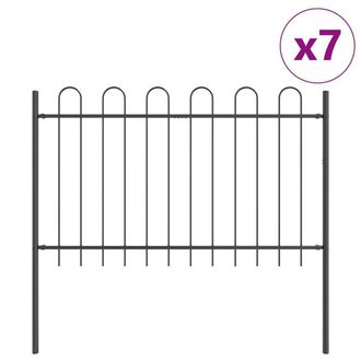 Berkfield Home Garden Fence with Hoop Top in Grey - 11.9 x 0.8 m, Made of Steel