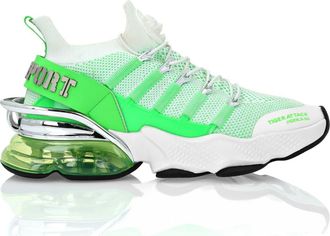 Plein Sport Tiger Attack//Gen.x.04 Runner Unisex in White/greenfluo at Nordstrom, Size 47