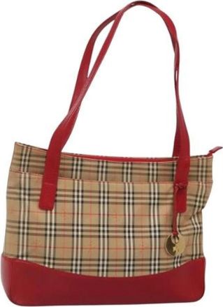 Burberry Tweedehands Canvas handtassen - Dames - Vintage Schoudertas - Beige - ONE Size - Leer - Vintage
