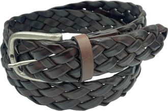 Paolo Vitale Klassieke Gevlochten Riem - unisex - Riemen - Bruin - 110 CM - Leer - Accessoires