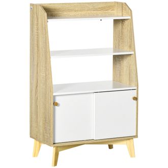 OEM Mobile Da Salotto Con Scaffale Aperto A 2 Livelli E Armadietto A 2 Ante, In Truciolato E Legno Di Pino, 58x30x93 Cm