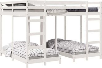 vidaXL Triple Bunk Bed Frame White 160 x 200 cm Solid Pine Wood vidaXL