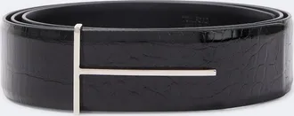 Tom Ford T croc-effect patent leather belt