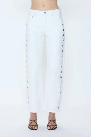 Pistola Denim Womens Lexi Mid Rise Bowed Straight Jean In Vivid White