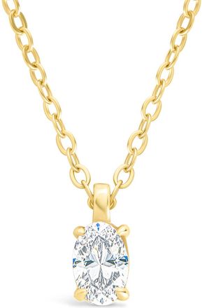 Sterling Forever Sterling Silver Oval CZ Prong Set Pendant