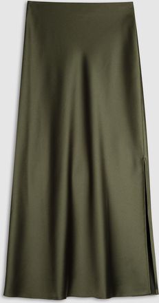 Jeanne Vouland Jupe Longue Ola Satin Kaki
