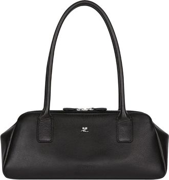 Courr&egrave;ges Womens Shoulder Bag Black Calf Leather
