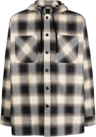Givenchy checkered cotton hooded shirt - men - Cotton - 40 - Neutrals
