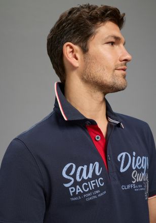 Man's World Poloshirt MANS WORLD Neue Kollektion, Herren, Gr. 4XL (68/70), dunkelblau, Piqu&eacute;, Obermaterial: 100% Baumwolle, bedruckt, Basic, normal, angesetztes B