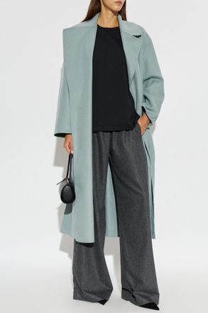 Fabiana Filippi Wool Coat With Belt, Womens, Light Blue