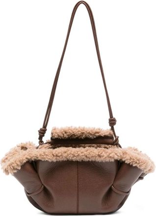 Hereu Bruine Zijde Nylon Tassen - Dames - Schoudertassen - Bruin - ONE Size - Nylon - Tassen