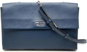 Prada Pre-owned Vintage Crossbody - Dames - Vintage Schoudertas - Blauw - ONE Size - Leer - Vintage