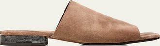 Brunello Cucinelli Monili Suede Mule Sandals
