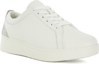 Dune London Womens Fitflop Ladies Rally Crystal - Lace Up Flatform Trainers - White - Size UK 5