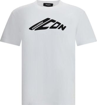 Dsquared2 Mens Icon Tshirt Logo Print - White Cotton - Size Small