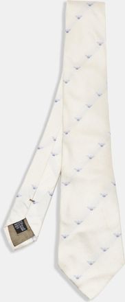 Emporio Armani Cream Logo Jacquard Silk Traditional Tie