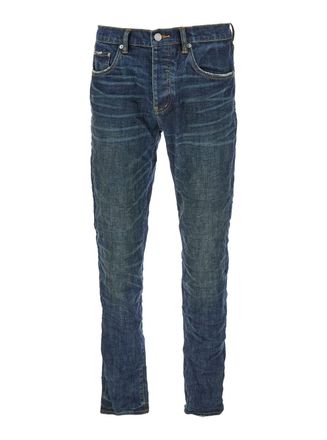 Purple Blue Jeans With Low Rise And Stonewashed Effect In Denim Man