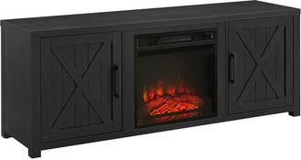 Crosley Furniture Gordon 58 Low Profile Tv Stand W/Fireplace Black